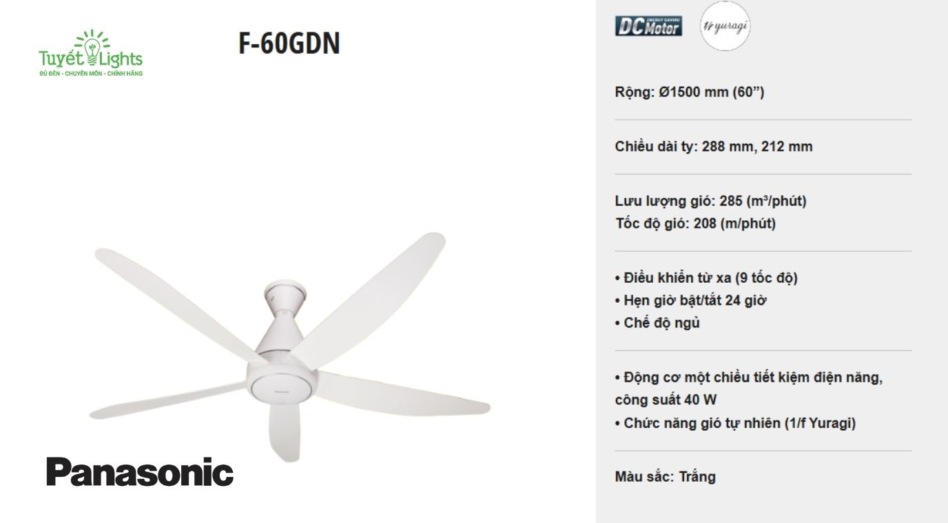 Quạt trần 5 cánh Panasonic F-60GDN